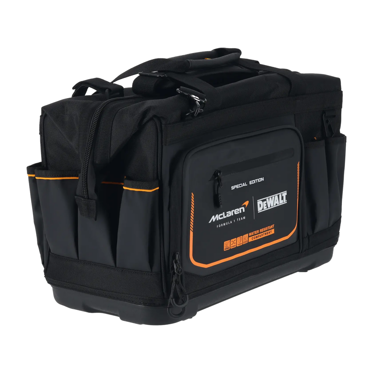 Bolsillos y compartimentos de la bolsa DeWalt McLaren DWST60104-9