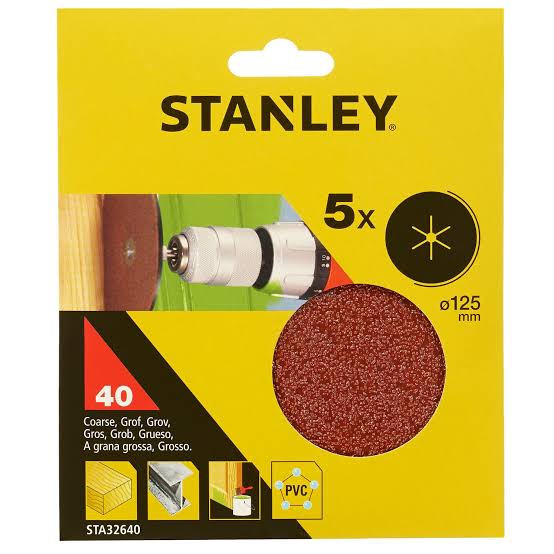 PACK DE 5 DISCOS DE LIJA PARA AMOLADORA Y TALADRO STANLEY