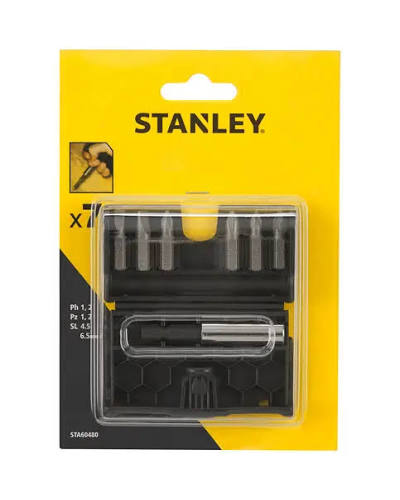 JUEGO 7 PUNTAS PARA ATORNILLAR+ADAPTADOR MAGNETICO (Pz1,2, Ph1,2, SL4.5,6.5) STANLEY