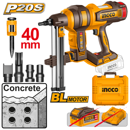 Clavadora de hormigón INGCO CCNLI9005 de 20 V con maletín