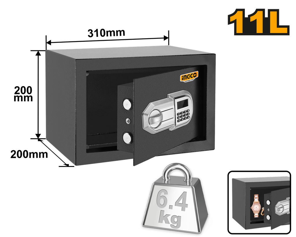 INGCO ESF2002 — CAJA FUERTE ELECTRONICA 11L