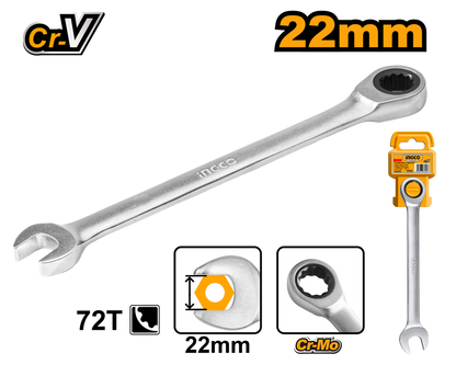 INGCO HCSPAR221 — LLAVE COMBINADA CARRACA 22mm