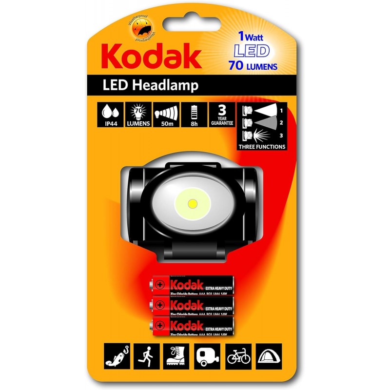 LINTERNA LED FRONTAL 70 LUMENS 3W KODAK