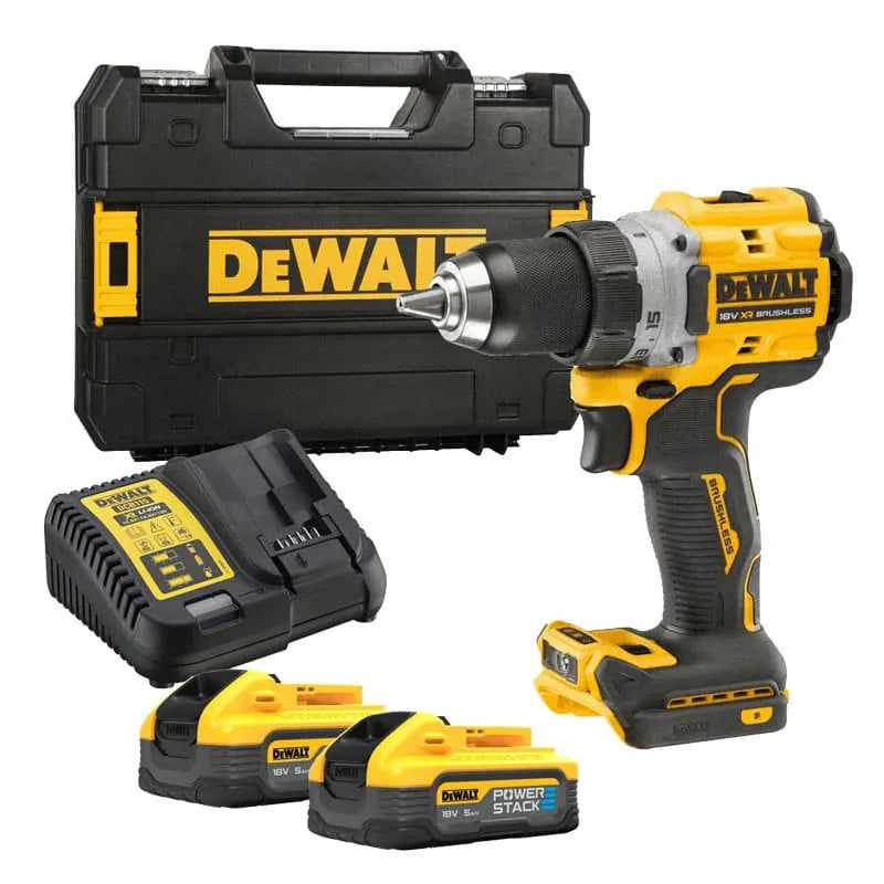 TALADRO ATORNILLADOR COMPACTO SIN ESCOBILLAS XR 18V POWERSTACK LI-ION 5AH DEWALT