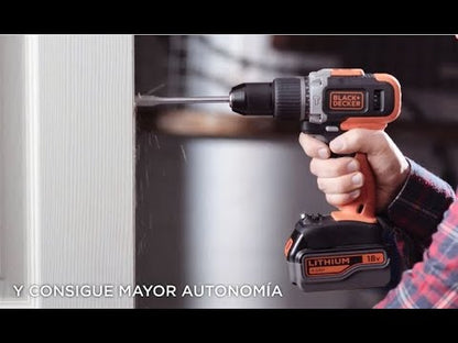 TALADRO PERCUTOR BDCHD18K-QW BLACK+DECKER,1 bat 1,5Ah Litio, cargador y maletín
