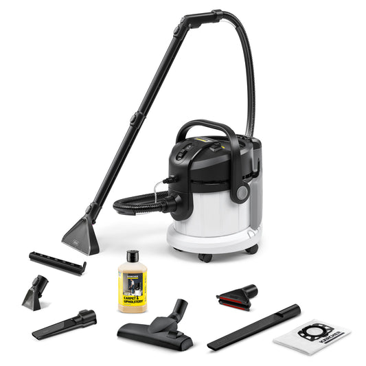 Lava-aspiradora Kärcher SE 4 Plus Special 1.081-171.0 con los accesorios de la presentación