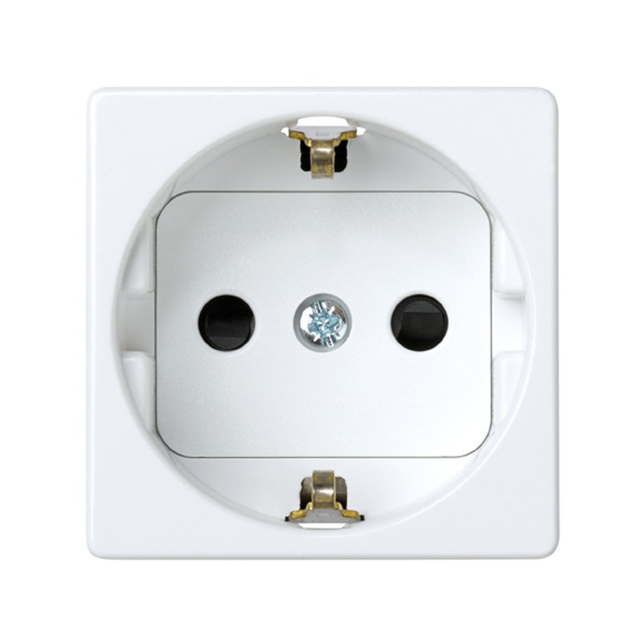 Base de enchufe Schuko Simon 27 Play 27432-65 blanca, vista frontal