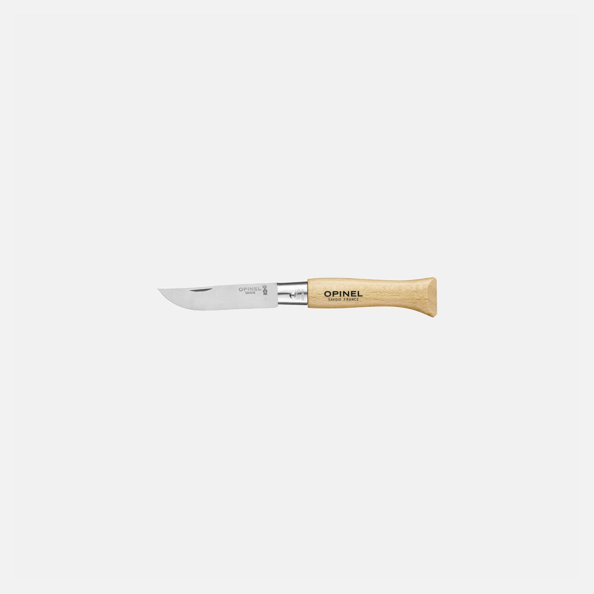 Opinel Nº5 inoxidable con mango de haya, vista lateral
