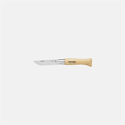 Opinel Nº5 inoxidable con mango de haya, vista lateral