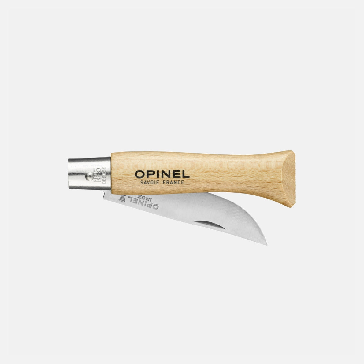 Opinel Nº5 inoxidable parcialmente abierta