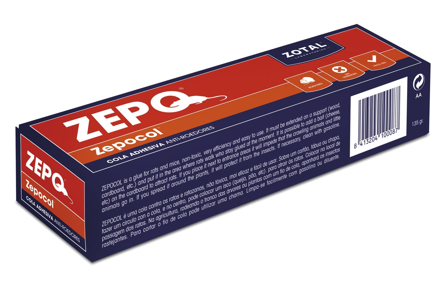 COLA ADHESIVA ANTI-ROEDORES ZEPO 135 GR ZOTAL